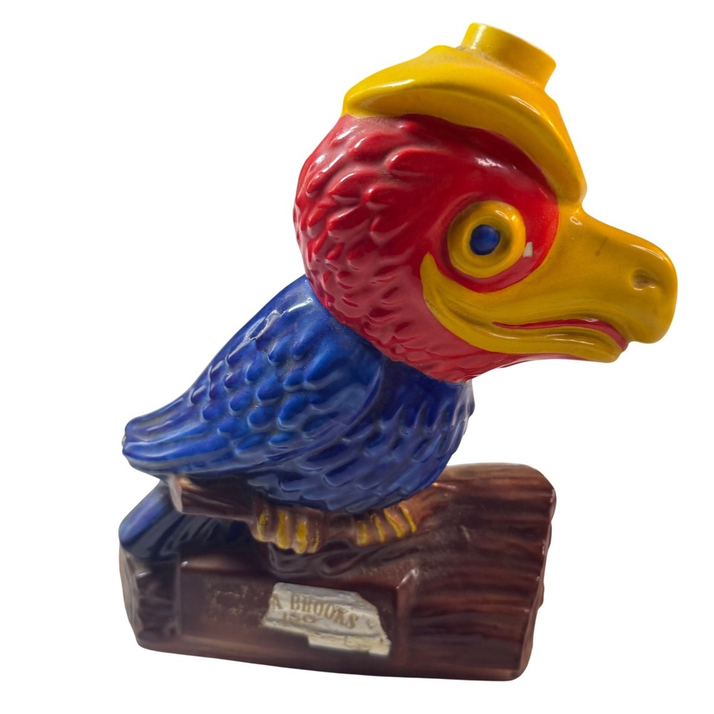 Vintage 1969 Ezra Brooks Decanter‎ Kansas Jayhawk Bourbon Heritage